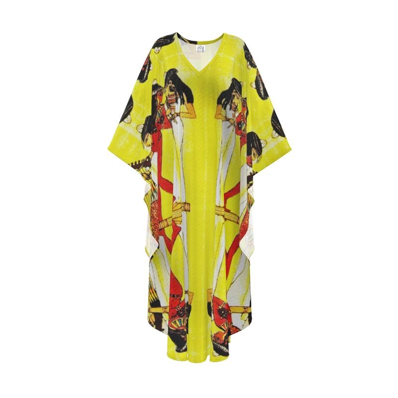 Luxury Printed Kaftan Dress, Silk & Crepe Options