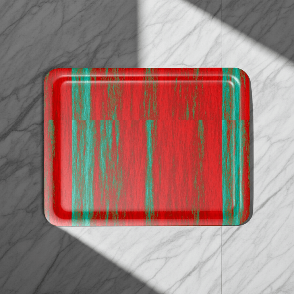 Durable melamine serving tray with lipped edge