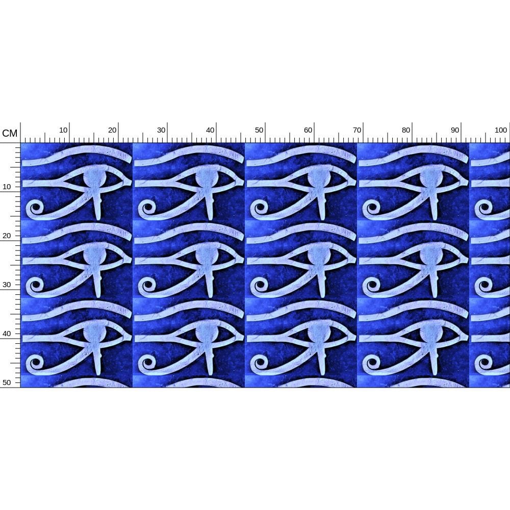 Repeat Pattern Fabric Blue Eye of Horus Print