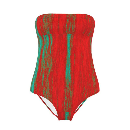 Colourful Strapless Swimsuit.