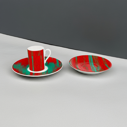 Cup & Saucer with Red & Green Colours.