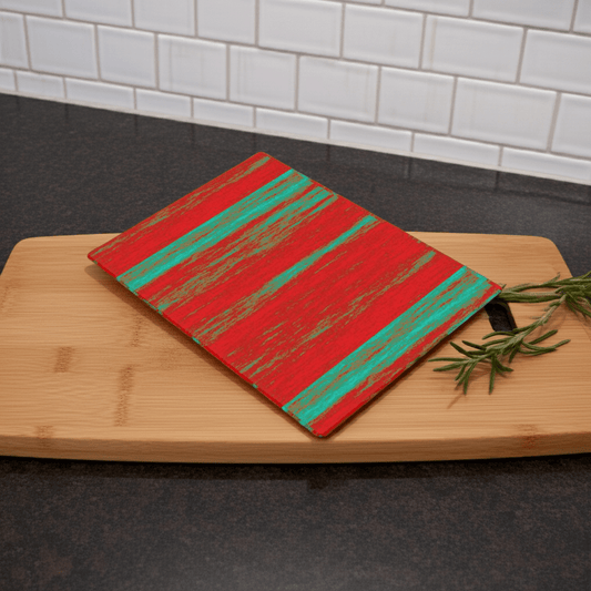 Designer glass chopping board with ripple texture