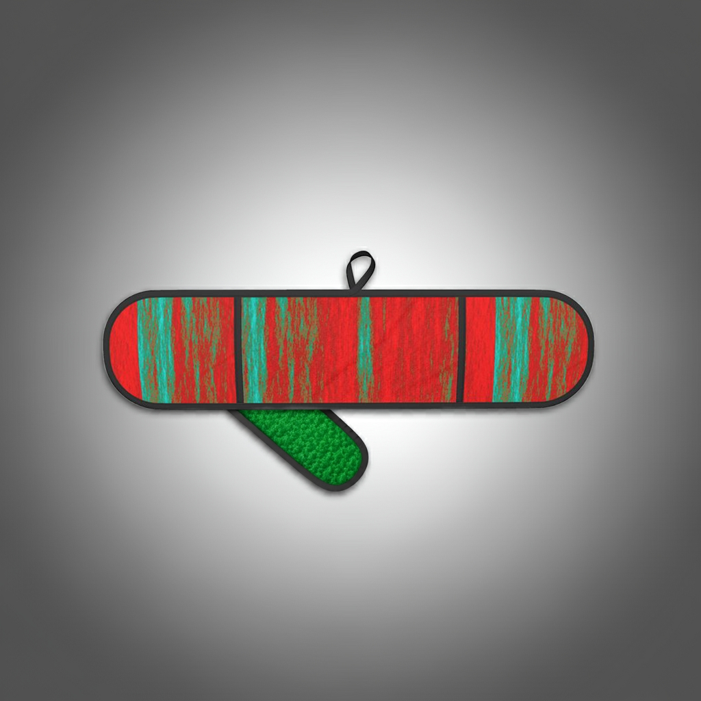 Double Oven Glove with Red & Green Colours.