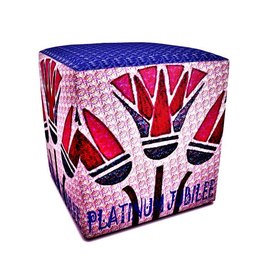 Square Designer Pouffe with soft velour fabric